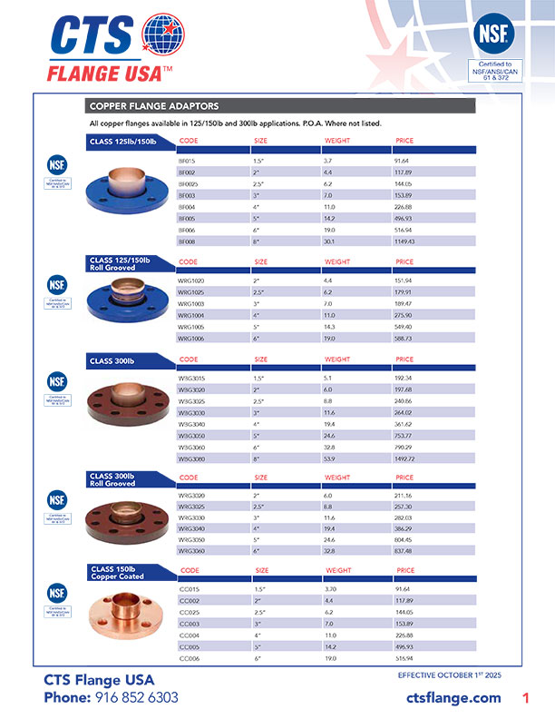 CTS Flange Price List 2025